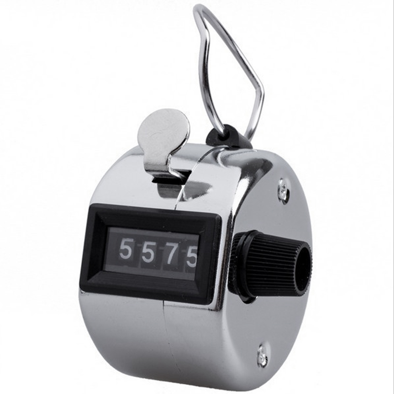 Tally Counter Hand Held Clicker 4 Digit Chrome People Counting Counter