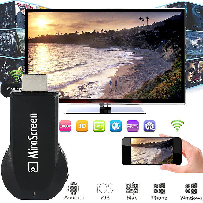 1080P MiraScreen WiFi Display Receiver AV TV Miracast Dongle Adapter