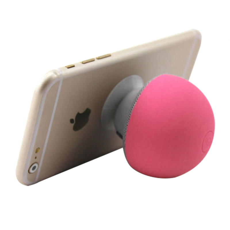 Small Mushroom Wireless Speaker Bluetooth Audio Receiver with Sucker for Phones - Red