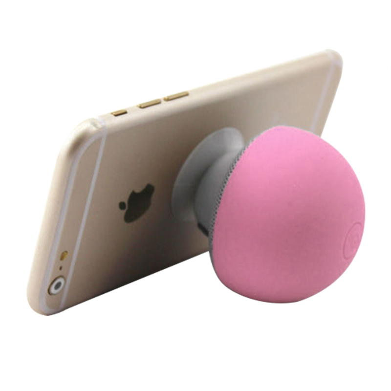 Small Mushroom Wireless Speaker Bluetooth Audio Receiver with Sucker for Phones - Pink