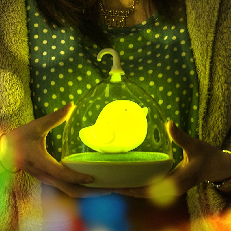 Touch Sensor Lamp Birdcage LED Night Light - Yellow