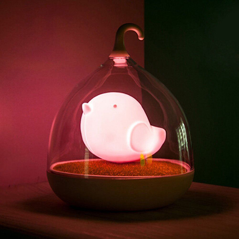 Touch Sensor Lamp Birdcage LED Night Light - Pink