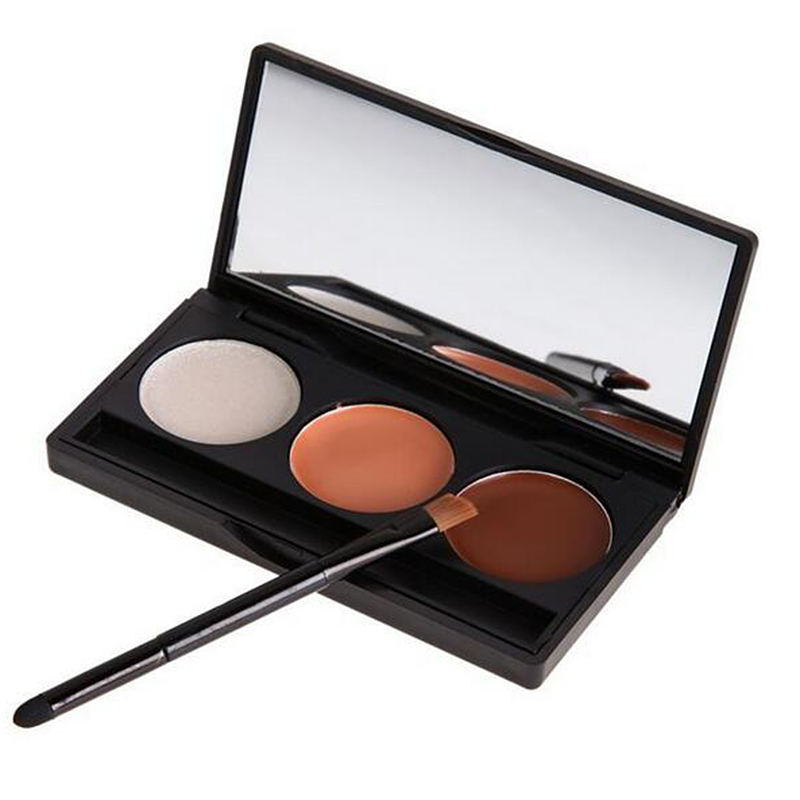 3 Colors Contour Face Powder Makeup Blush Brownzer Concealer Palette with Mirror