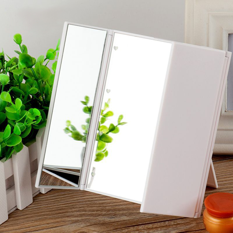 Foldable LED Light Make Up Illuminated Tabletop Cosmetic Mirror - White