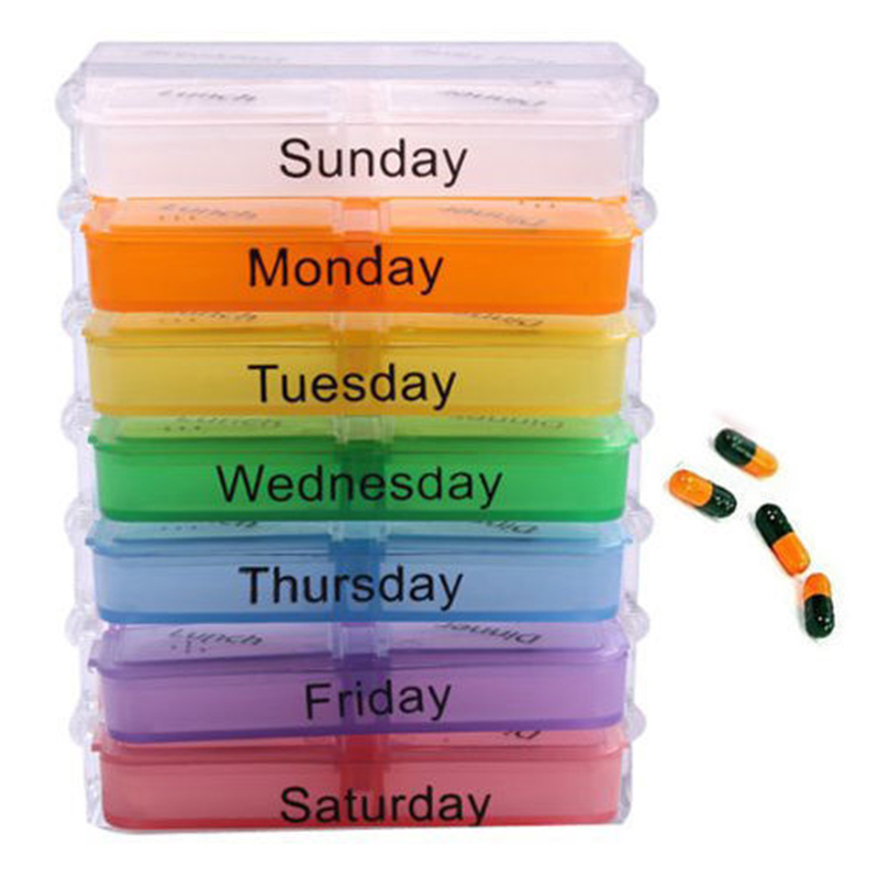 7 Day 28 Grid Weekly Pill Medicine Organiser Storage Travel Box Case