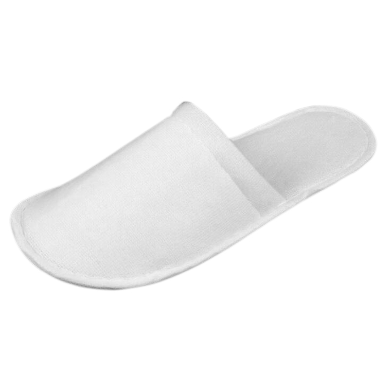 White Towelling Hotel Slippers Closed Toe Terry Spa Guest Slippers