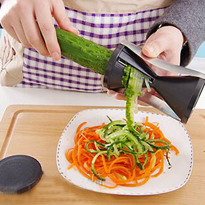 Multifunctional Kitchenware Cutter Spiral Hopper Slicer - Black