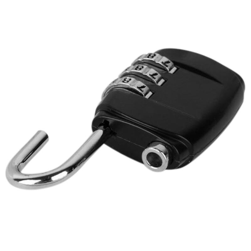 3 Code Security Lock Password Combination Padlock for Travel Suitcase Bag - Black