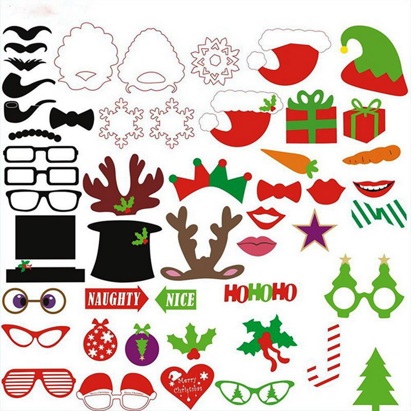 50pcs DIY Photo Booth Props Mustache Wedding Birthday Christmas Party