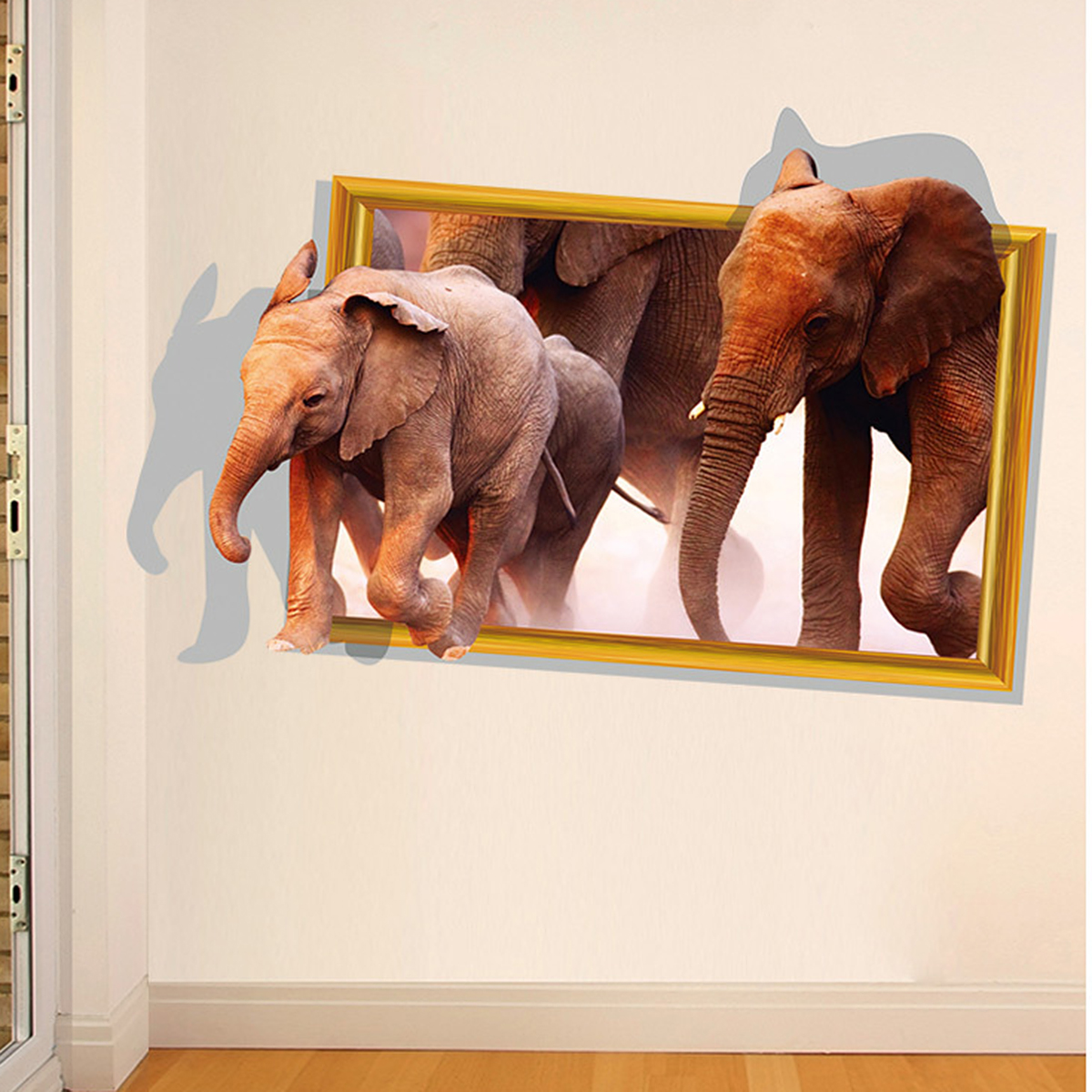 3D Elephant Window Bedroom Art Wall Sticker