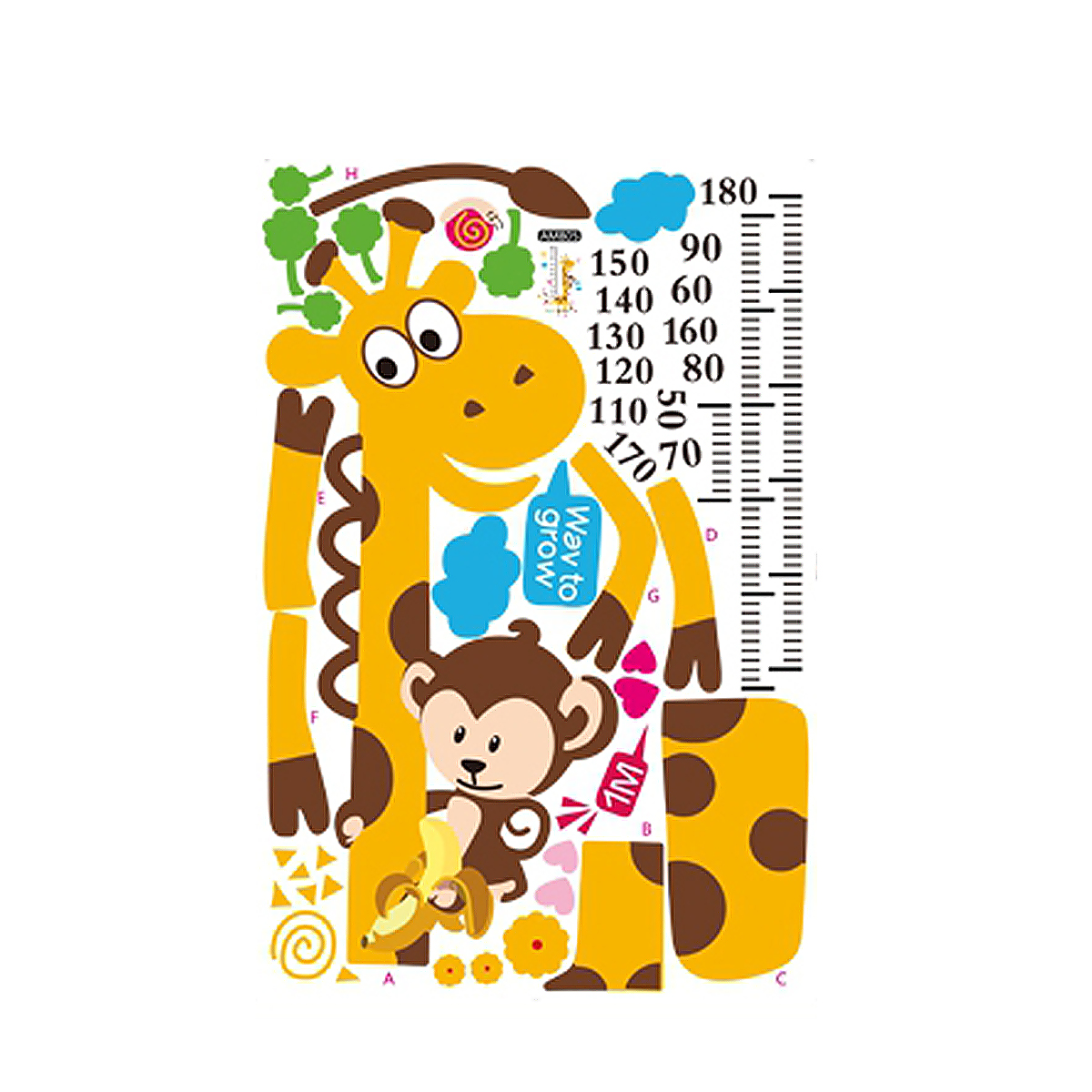Giraffe Children Height Chart Wall Stickers Nursery Home Decals