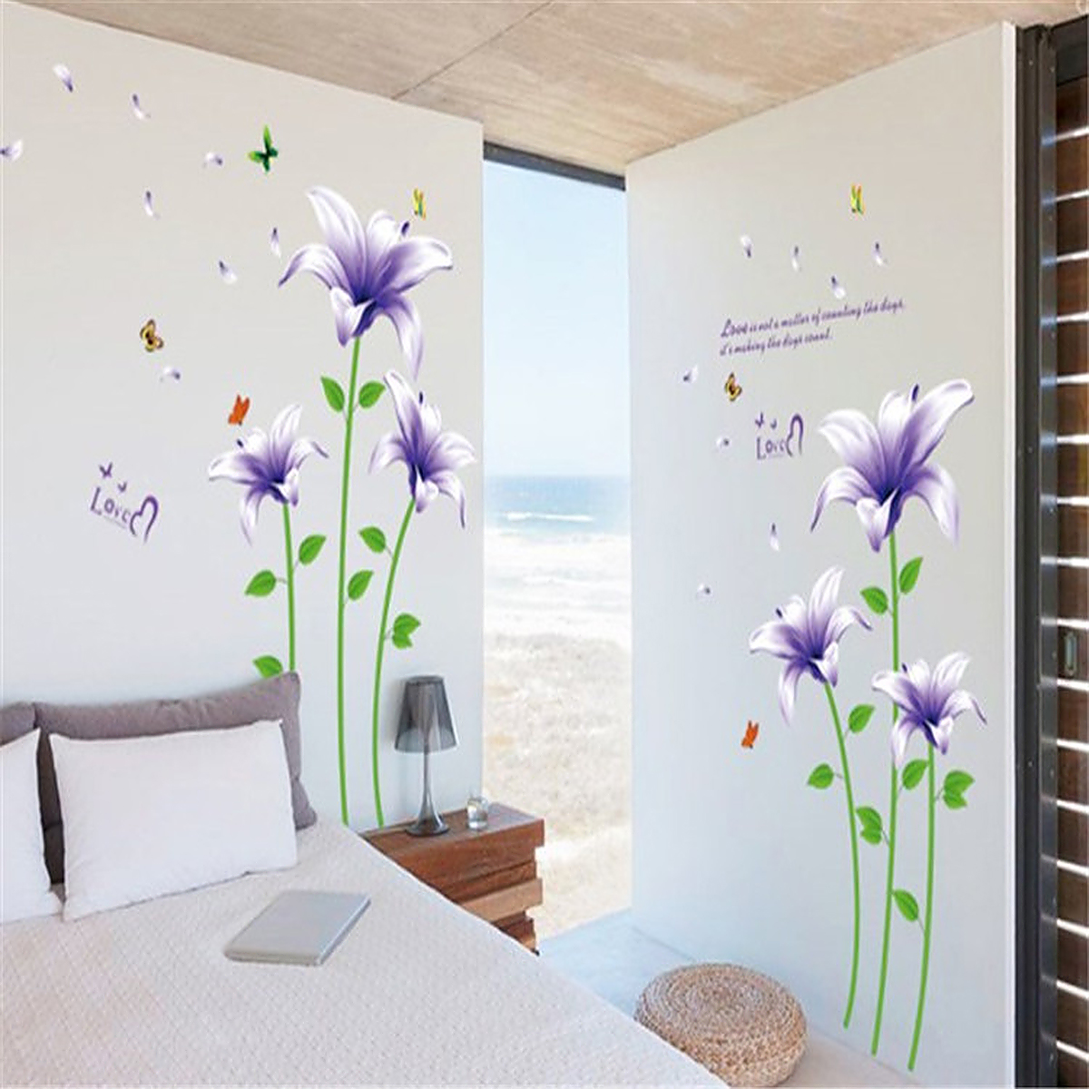 Purple Lily Flower Home Room Mural Decal Wall Sticker