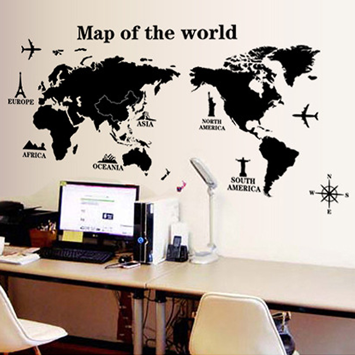 Removable World Map Decal Art Mural Home Room Decor Wall Stickers