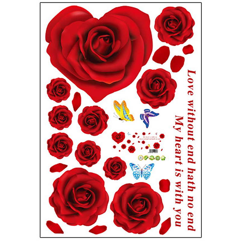 Romantic Red Rose Wall Stickers Home Decor Room Decal
