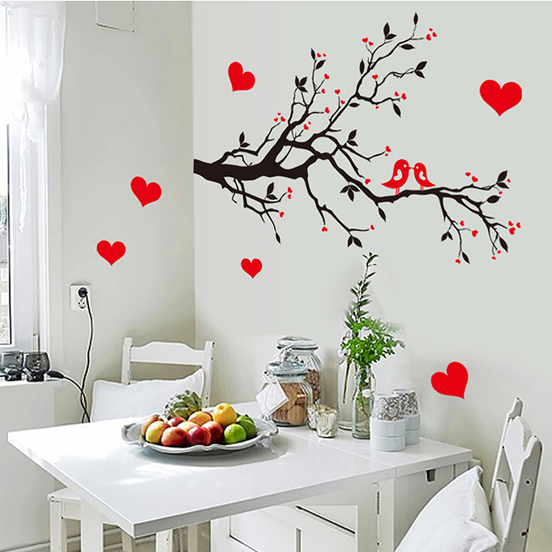 Love Heart Tree Branch Bird Room Decor Decal Wall Sticker