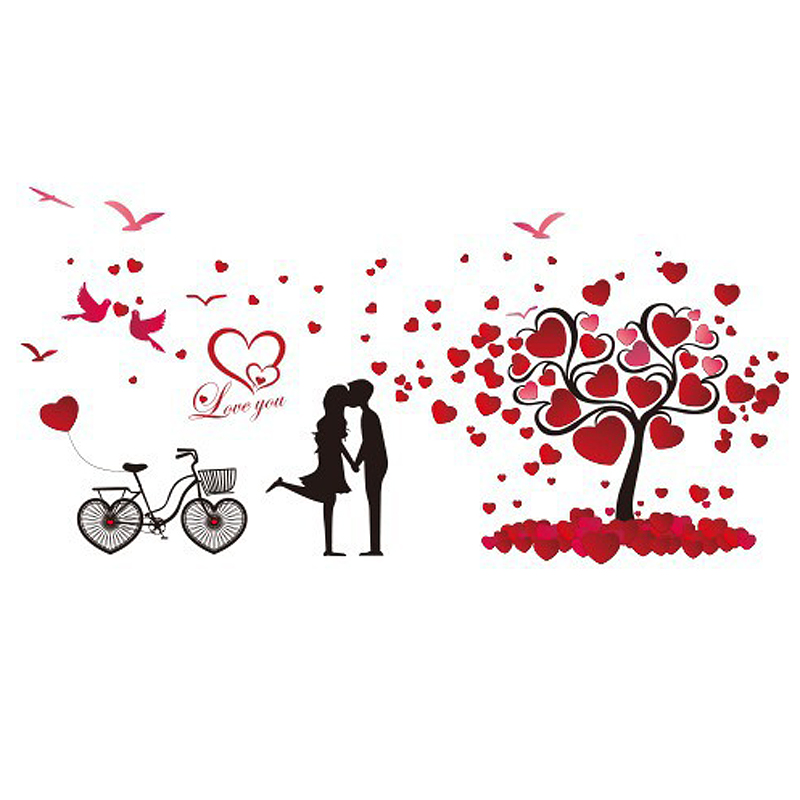 Romantic Love Tree Bicycle Wall Sticker Home Decor