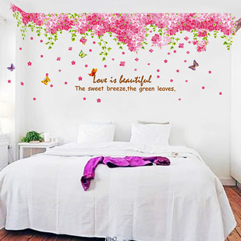 Romantic Pink Cherry Blossom Removable Home Decal Wall Sticker