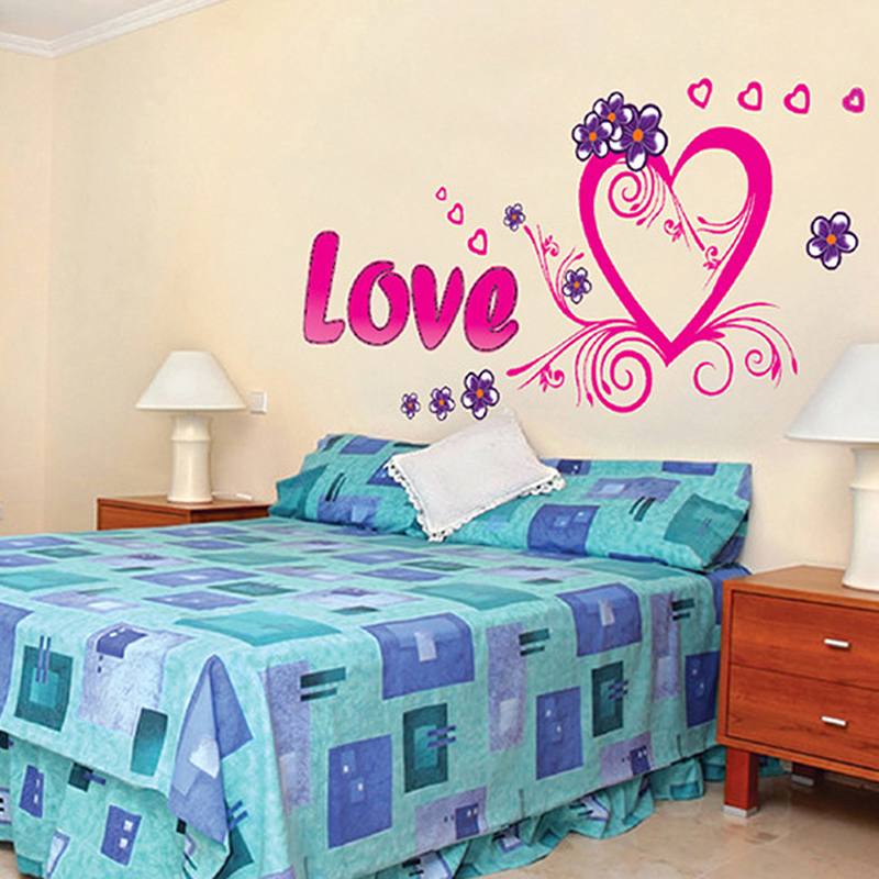 Romantic Sweet Heart LOVE Printed Bedroom Wall Sticker Decor