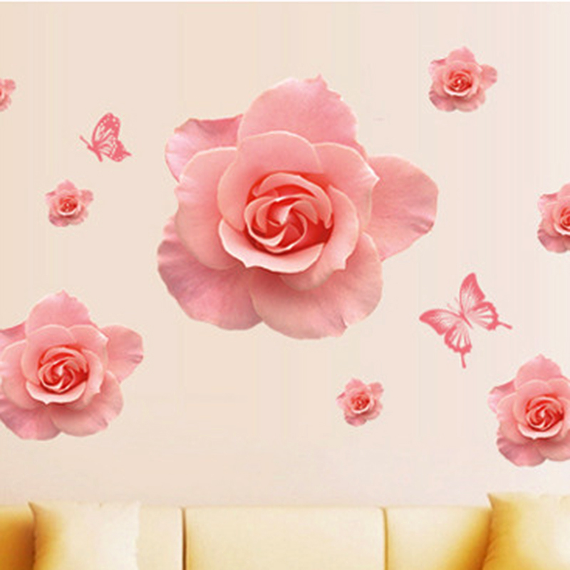 Beautiful Sweet Big Rose Flower Removable PVC Wall Sticker Decal