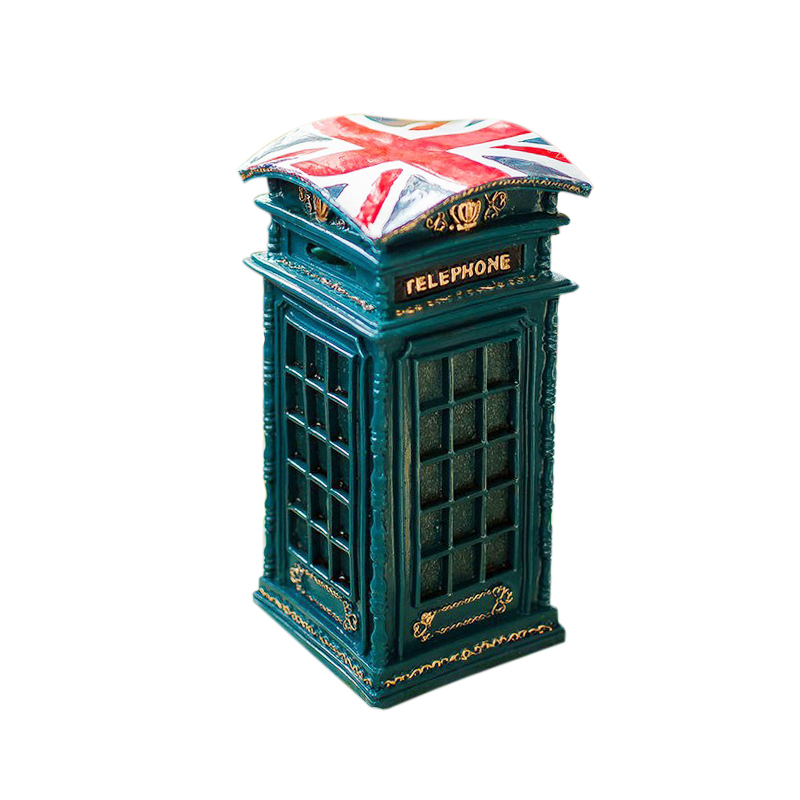 England Telephone Booth Coin Money Storage Saving Box Can - Green