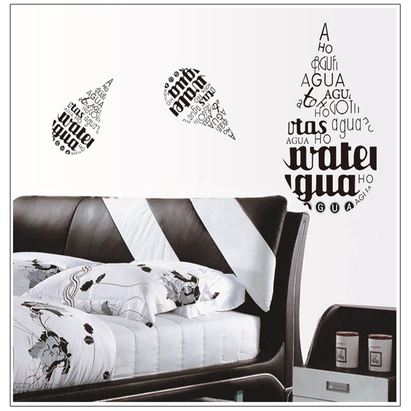 English Letters Water Drop Style Room Bedroom Wall stickers