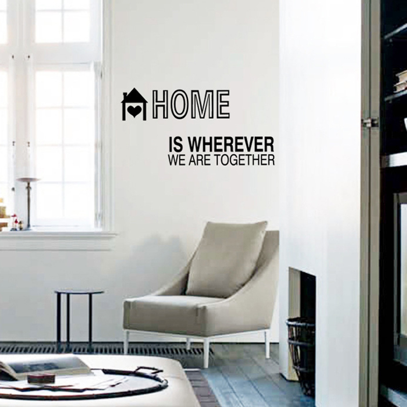 English Letters Home Is Whenever We Are Together TV Wall Stickers