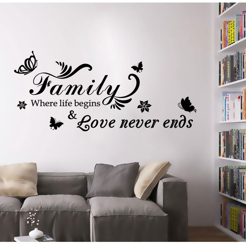 English Family Love Never End Engraved Room Decoration Wall Sticker