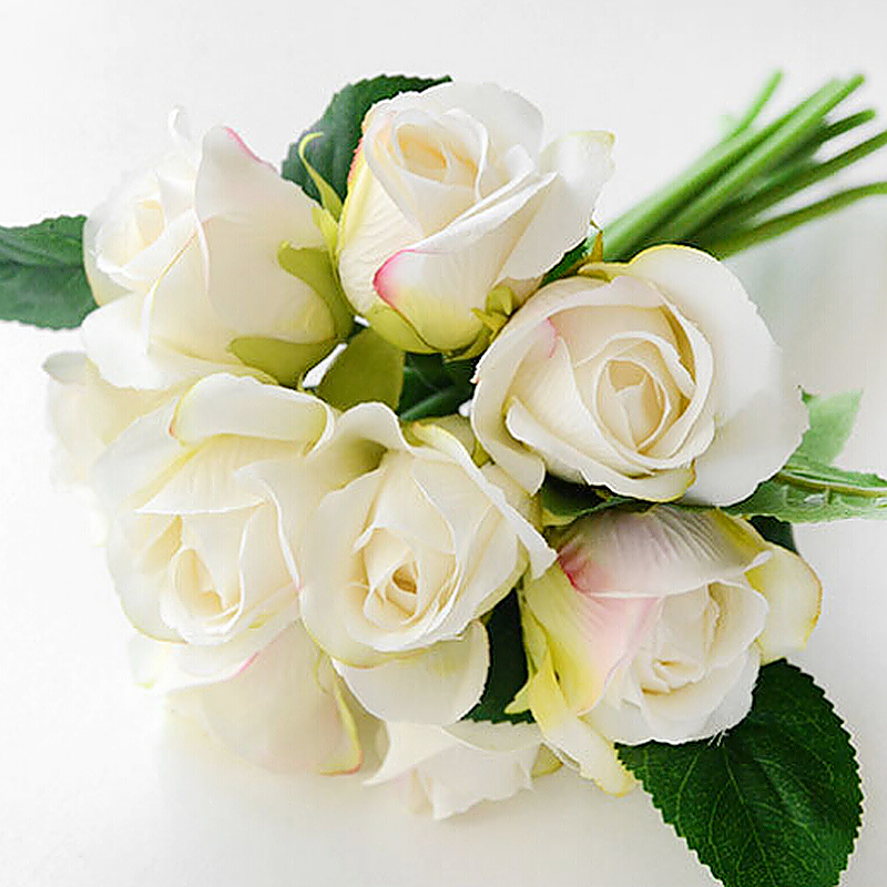 25 *16cm Artificial Rose Flowers Fake Floral for Valentines Wedding - White