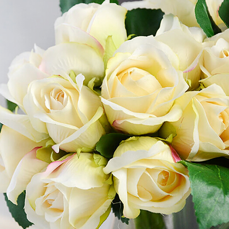25 *16cm Artificial Rose Flowers Fake Floral for Valentines Wedding - Beige