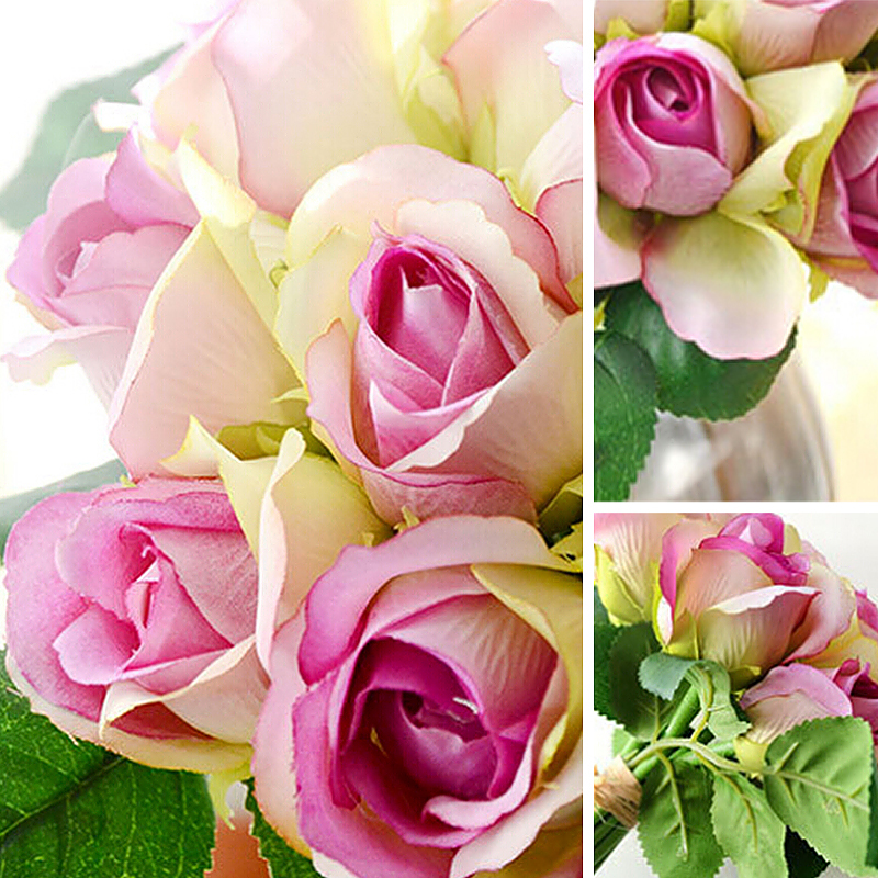 25 *16cm Artificial Rose Flowers Fake Floral for Valentines Wedding - Dark Purple