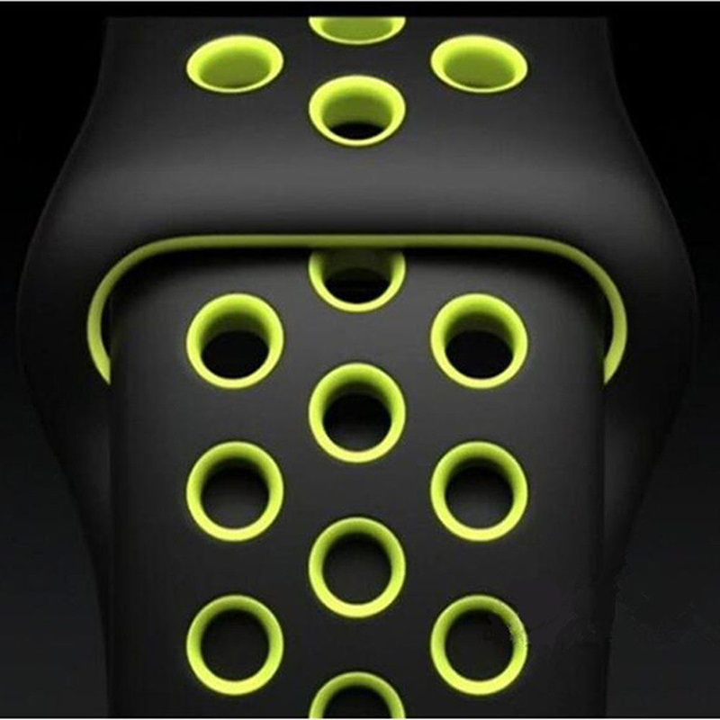 Silicone Replacement Wrist Strap Bracelet for Apple Watch 38mm - Black + Yellow
