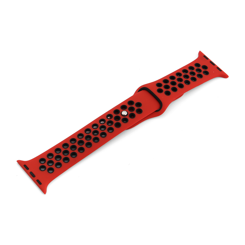 Silicone Replacement Wrist Strap Bracelet for Apple Watch 38mm - Red + Black
