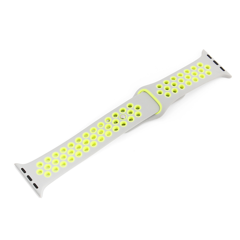 Silicone Replacement Wrist Strap Bracelet for Apple Watch 38mm - Silver + Yellow