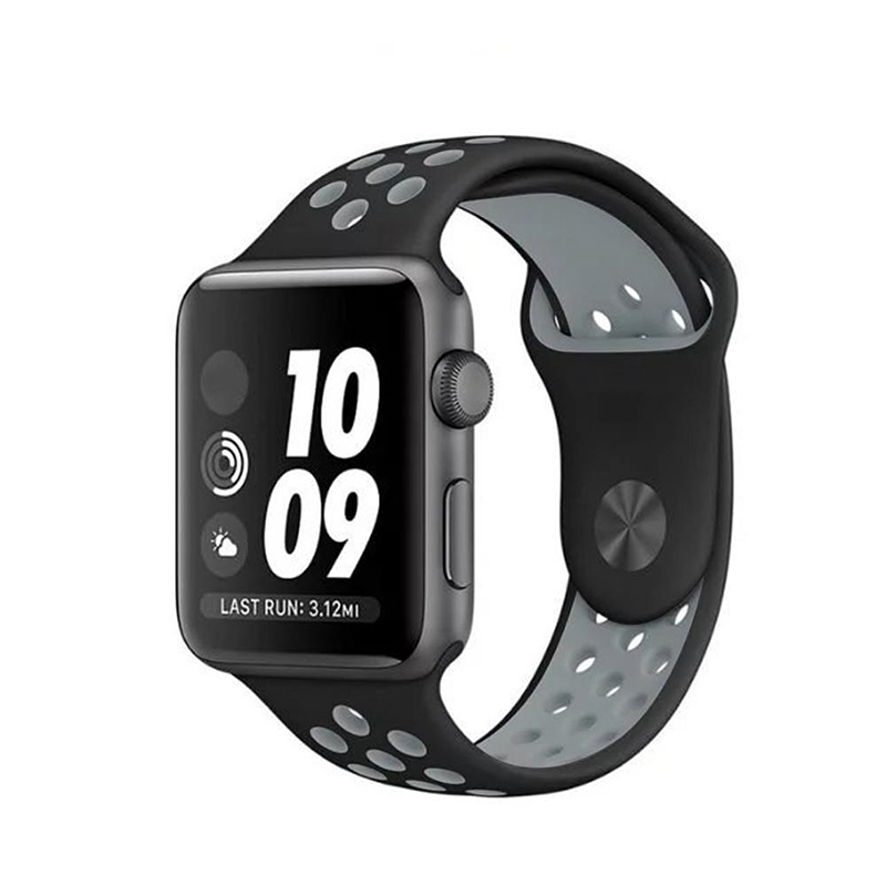 Sports Replacement Band Wrist Strap for Apple Watch 42mm - Black + Gray