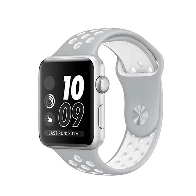 Sports Replacement Band Wrist Strap for Apple Watch 42mm - Silver + White