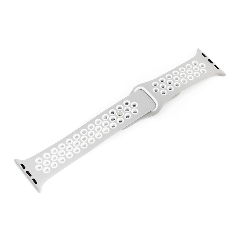 Sports Replacement Band Wrist Strap for Apple Watch 42mm - Silver + White