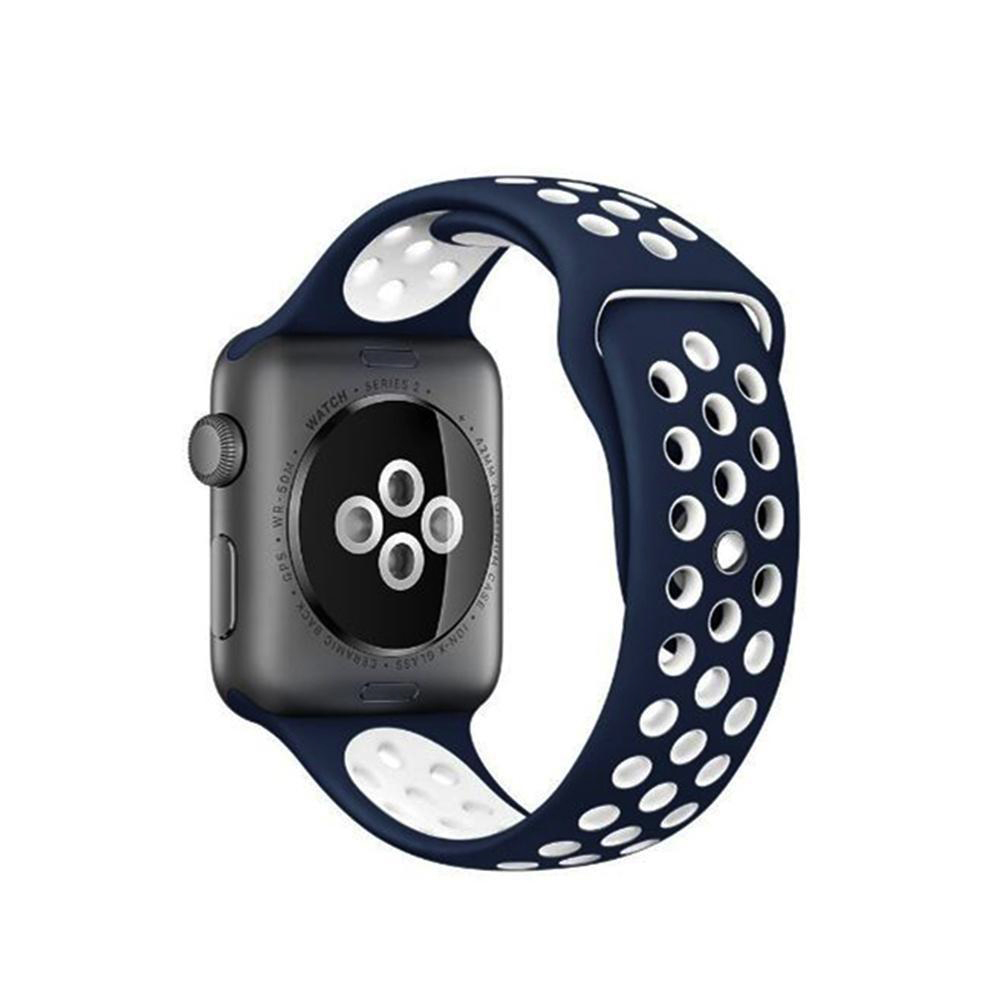 Sports Replacement Band Wrist Strap for Apple Watch 42mm - Blue + White