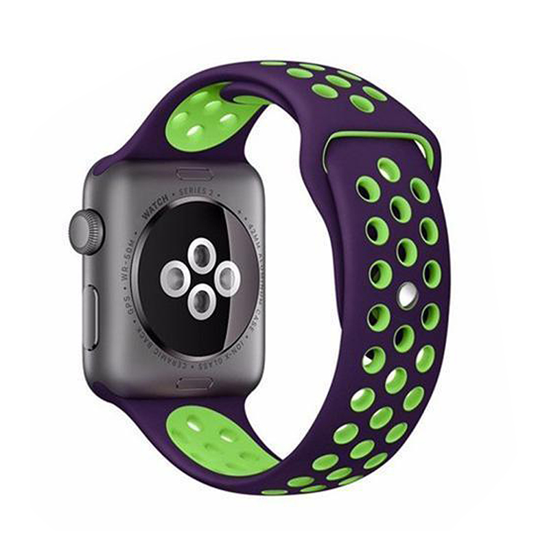 Sports Replacement Band Wrist Strap for Apple Watch 42mm - Purple + Green