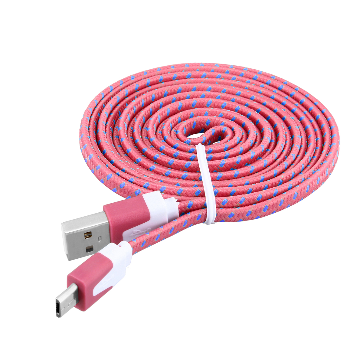3m Weave Braid USB Data Sync Charging Cable for Samsung Android Phones - Pink