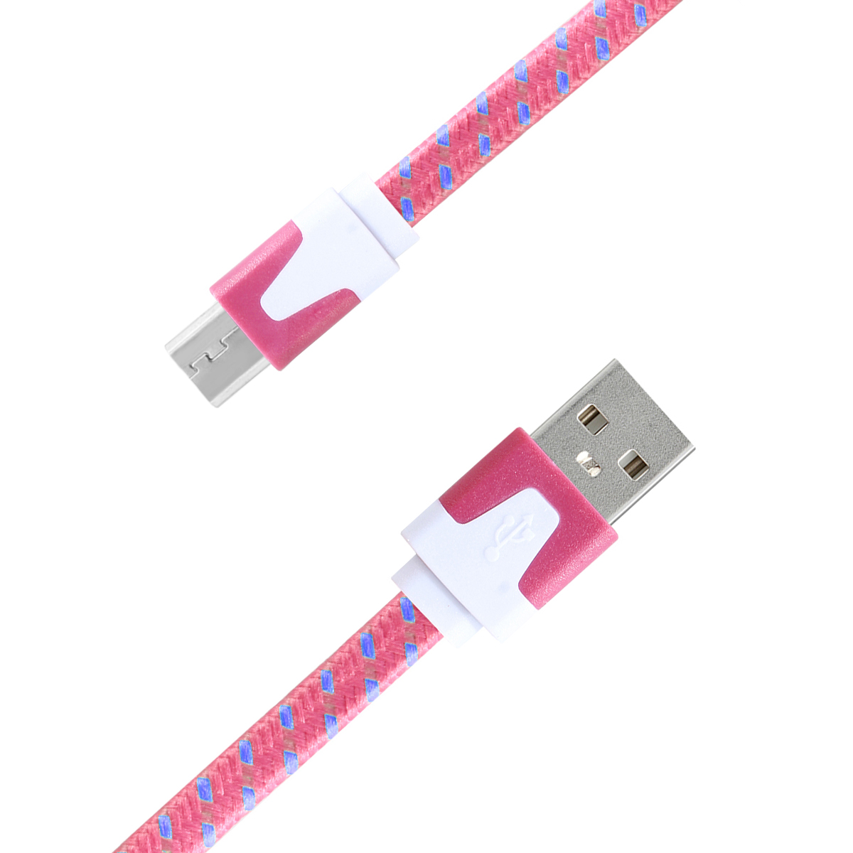 3m Weave Braid USB Data Sync Charging Cable for Samsung Android Phones - Pink