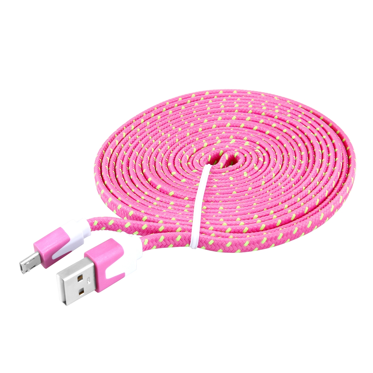 3m Weave Braid USB Data Sync Charging Cable for Samsung Android Phones - Rose Red