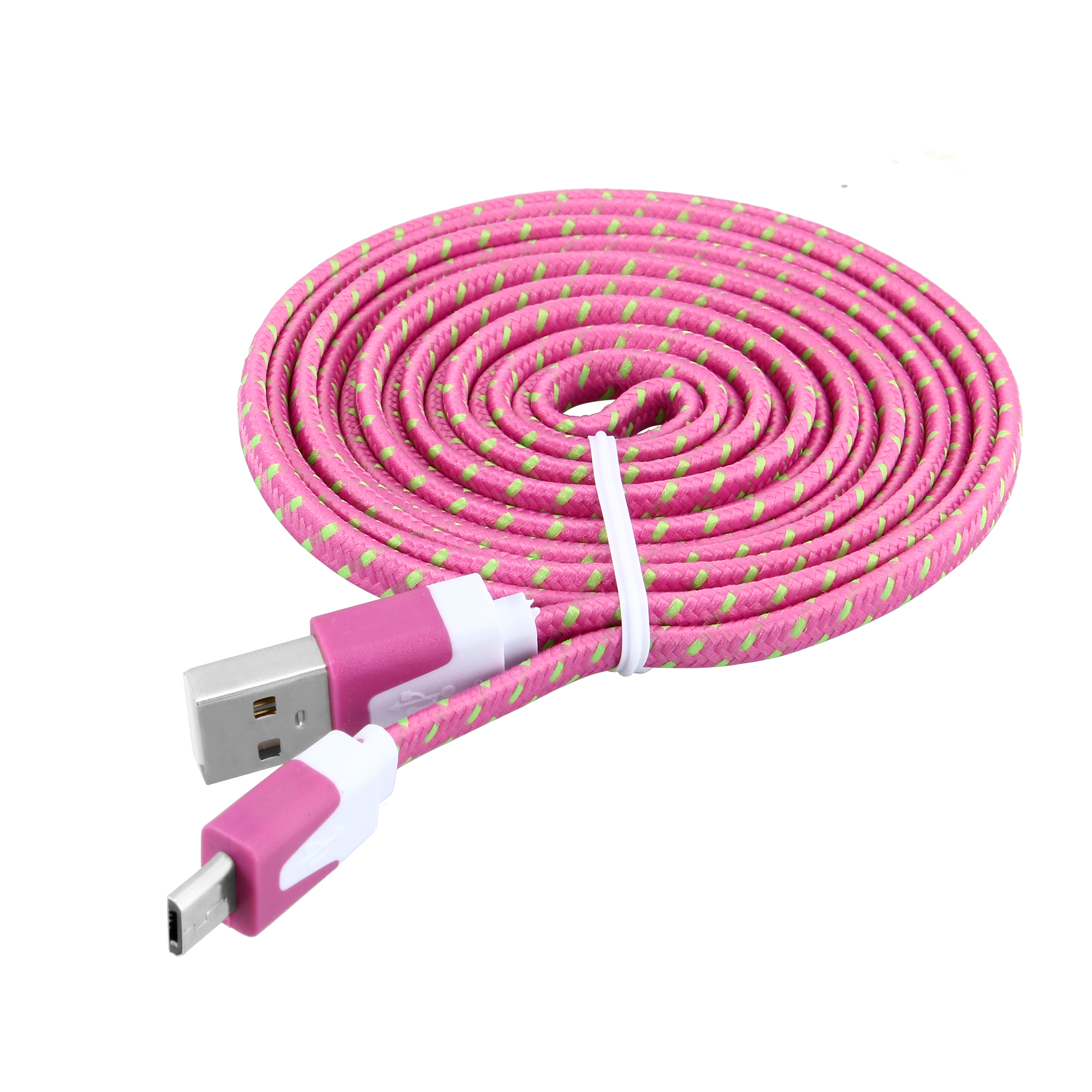 2m Weave Braid USB Data Sync Charging Cable for Samsung Android Phones - Rose Red