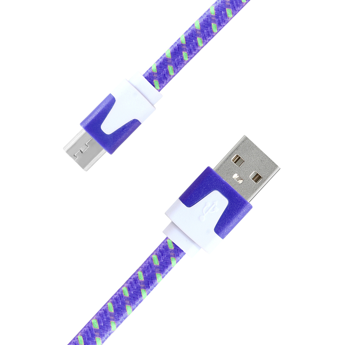 2m Weave Braid USB Data Sync Charging Cable for Samsung Android Phones - Purple