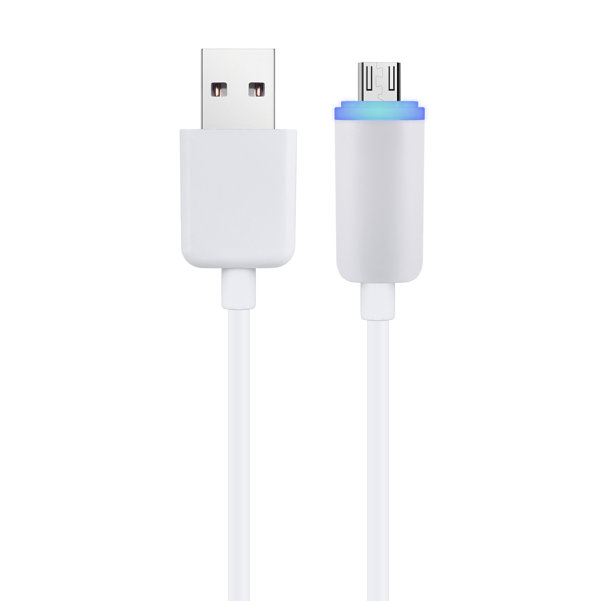 Micro USB Data Charge Cable with LED Light for Android Samsung HTC - White