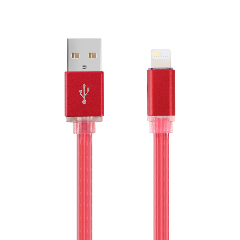 LED 8 pin USB Data Sync Stretche Charging Cable for iPhone 7 - Red