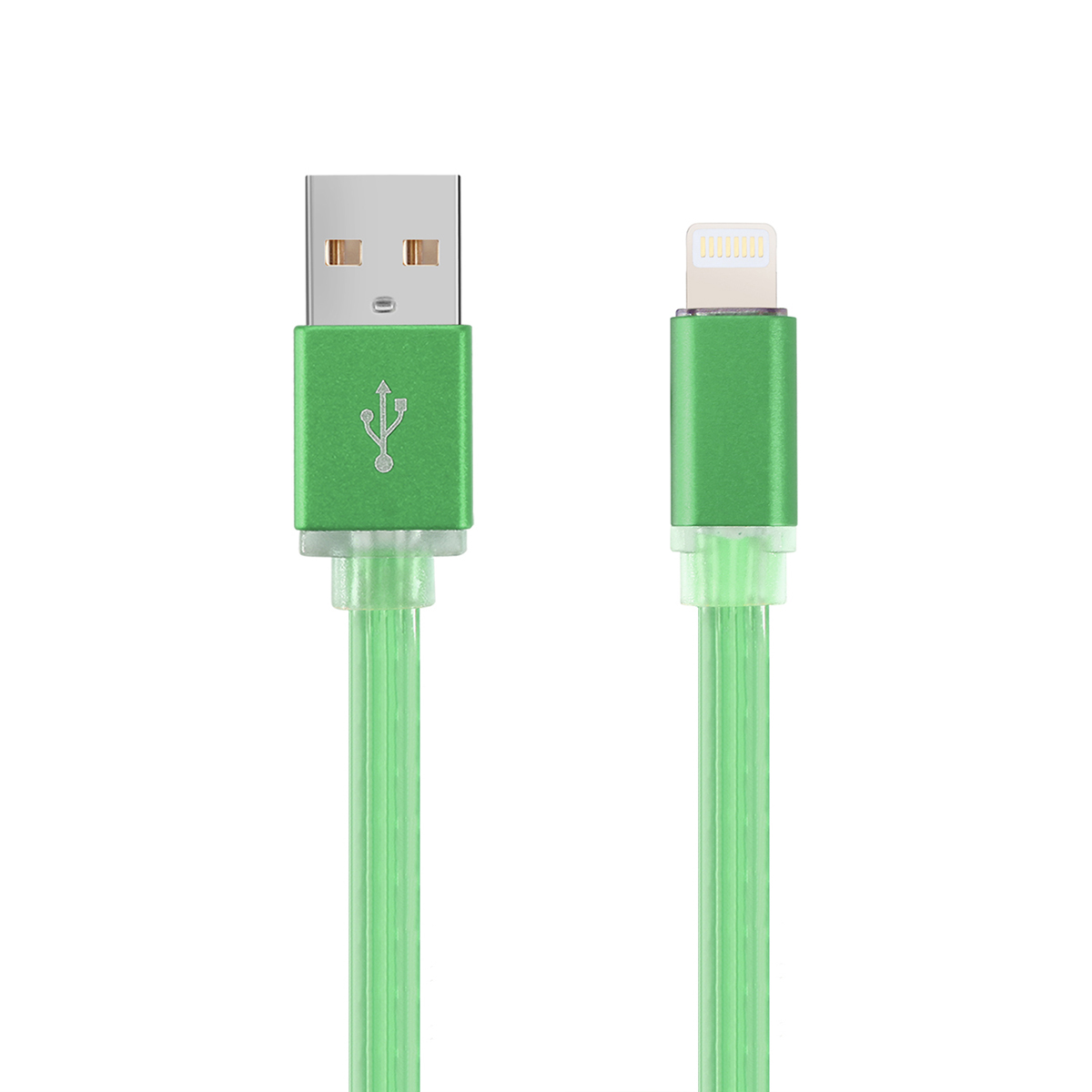 LED 8 pin USB Data Sync Stretche Charging Cable for iPhone 7 - Green