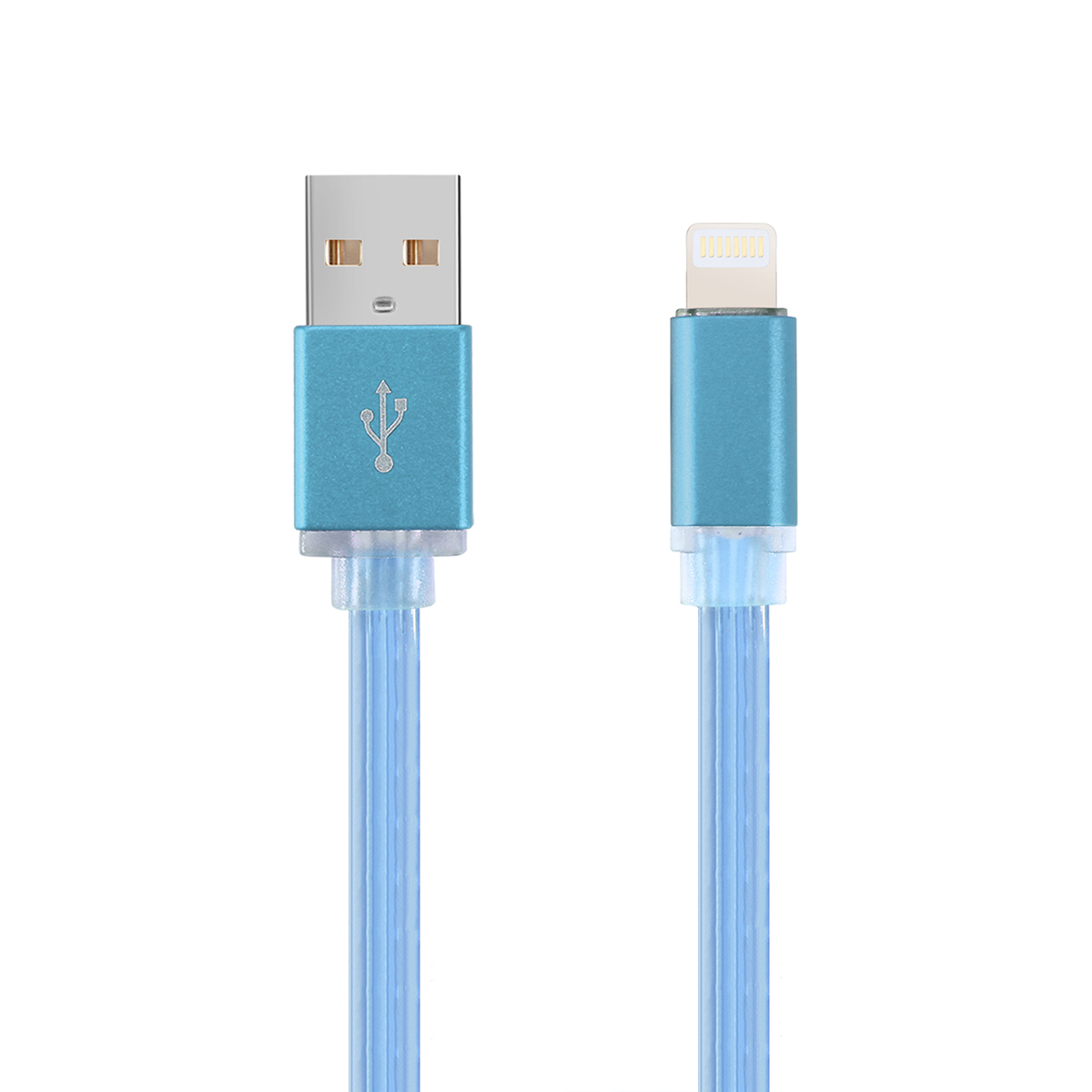 LED 8 pin USB Data Sync Stretche Charging Cable for iPhone 7 - Blue