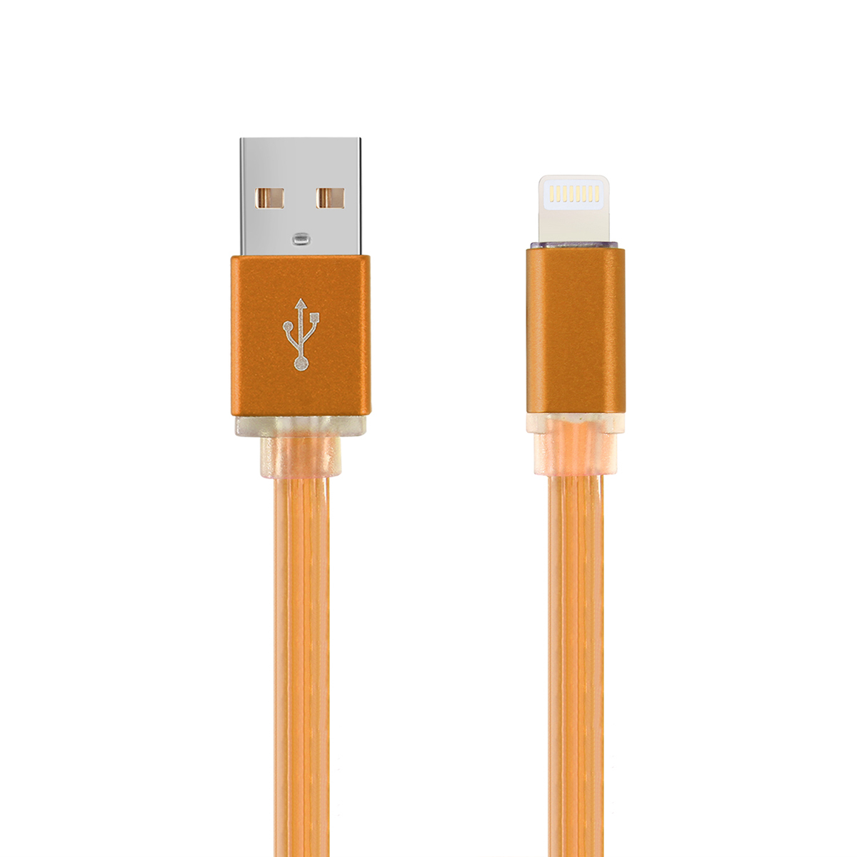 LED 8 pin USB Data Sync Stretche Charging Cable for iPhone 7 - Orange