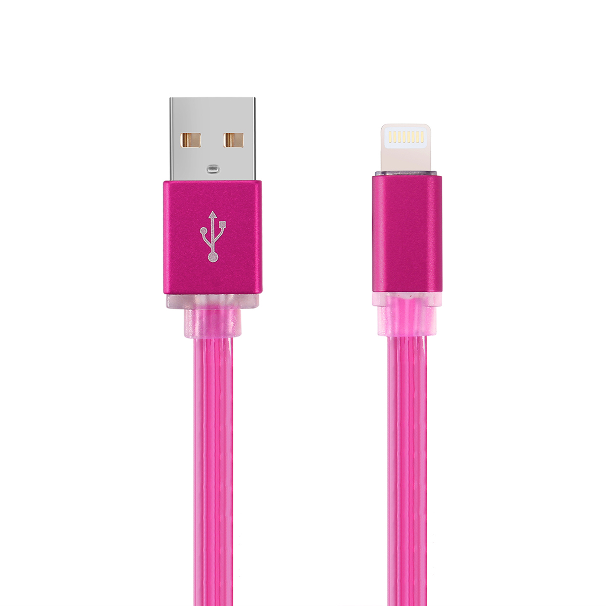 LED 8 pin USB Data Sync Stretche Charging Cable for iPhone 7 - Rose Red