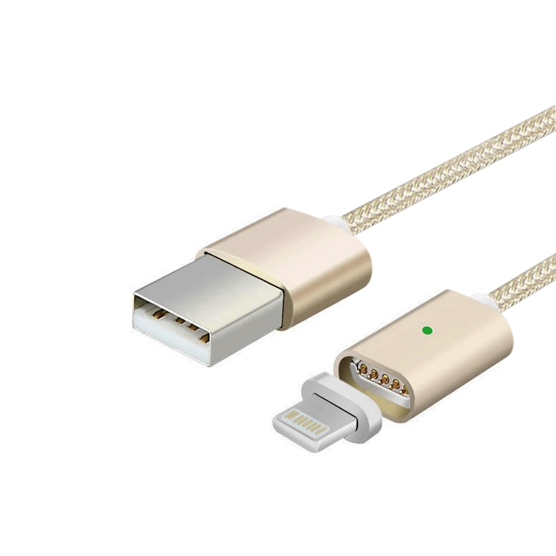 Magnetic Knit Braid 8 pin Charging Data Cable for iPhone 7 - Gold